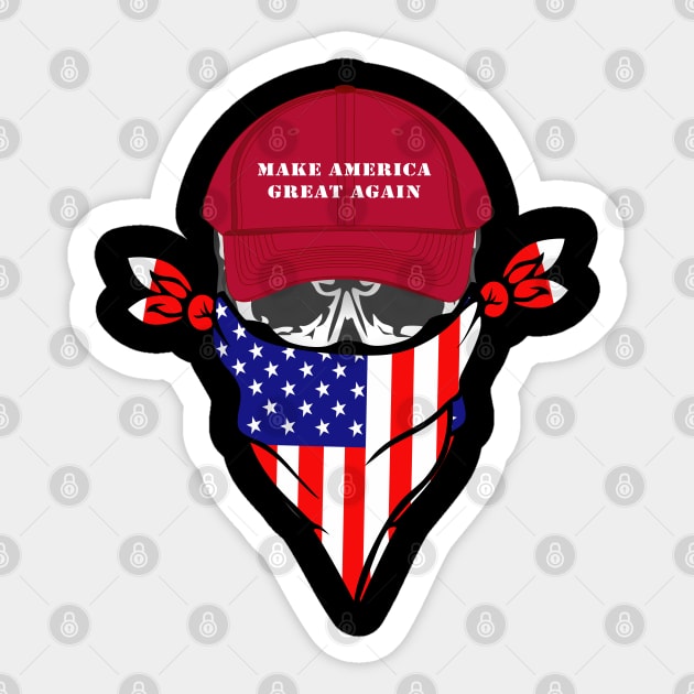 Make America Hat -Skull - US Flag Kercherf Sticker by twix123844